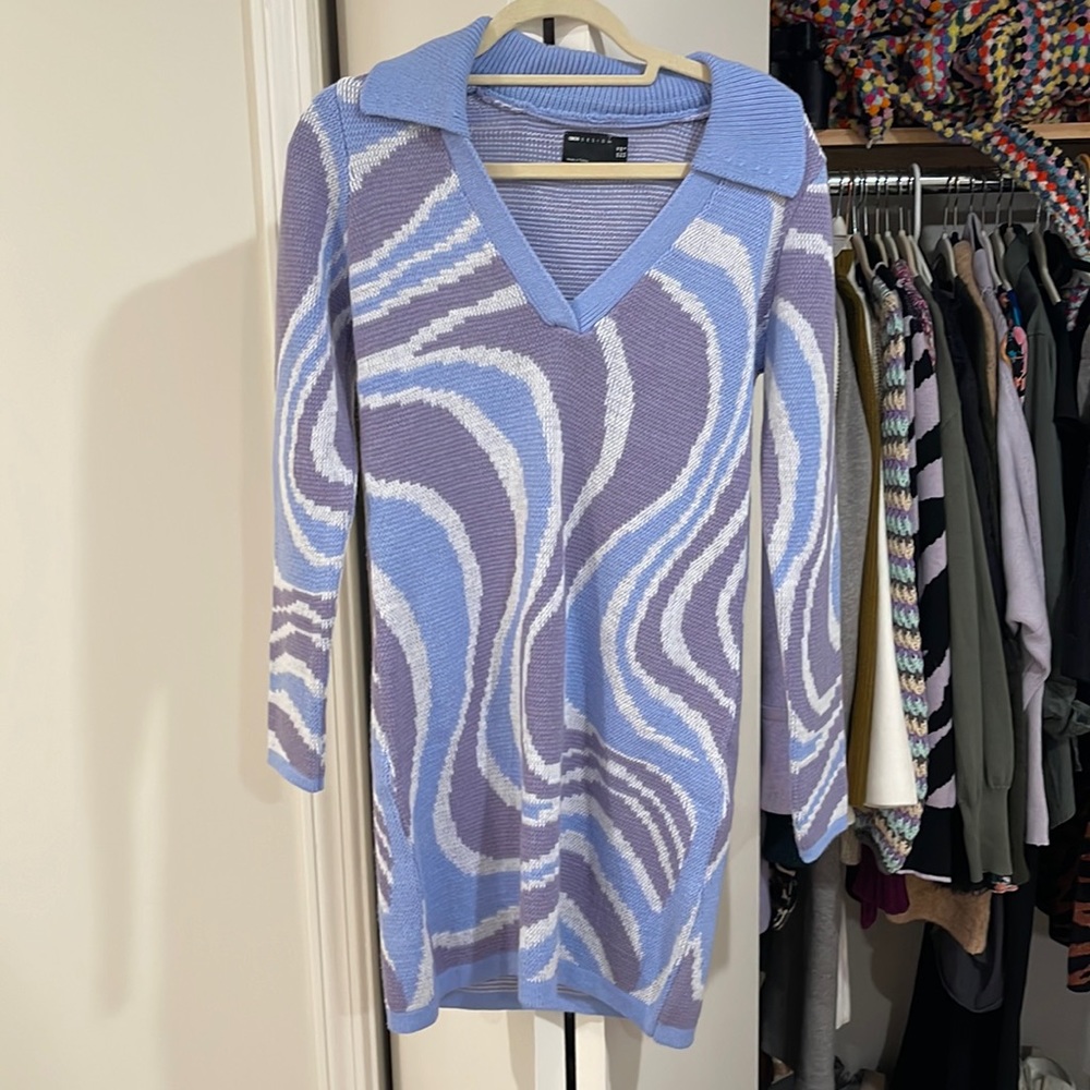 ASOS Lavender and White Swirl Knit Dress